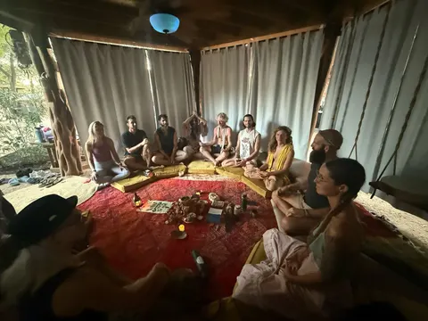 Dusk circle in the draped tent
