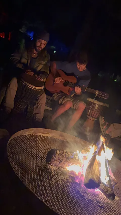 Guitars at the fire before dawn
