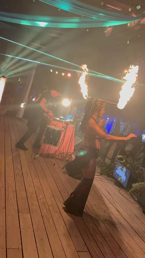 The deck alight