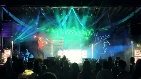 Green lasers fire