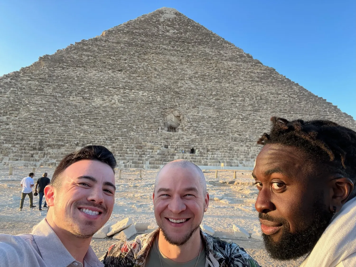 Tyler with two others at the Great Pyramid