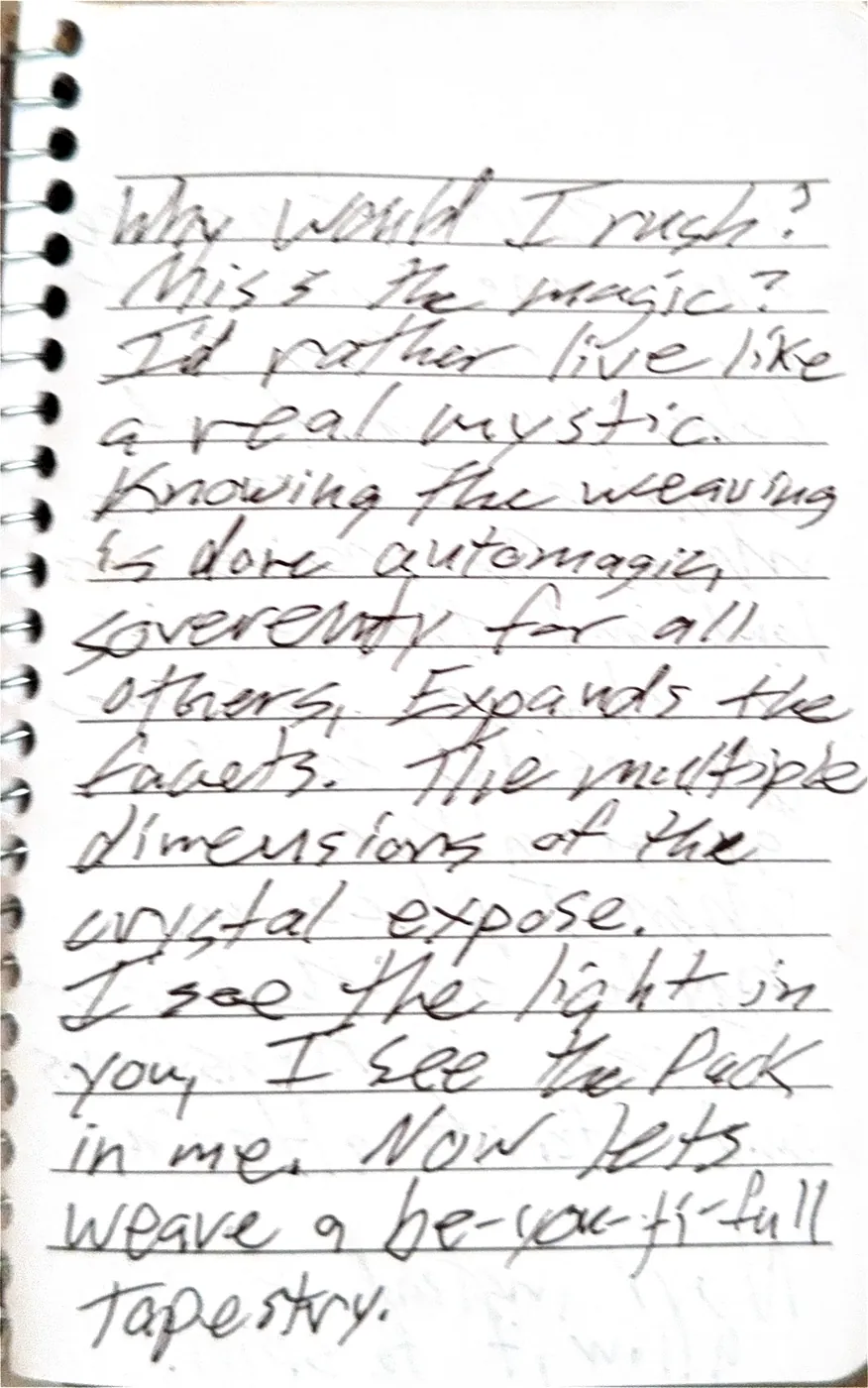 Poem page on not rushing, living like a real mystic, and weaving a beautiful tapestry.