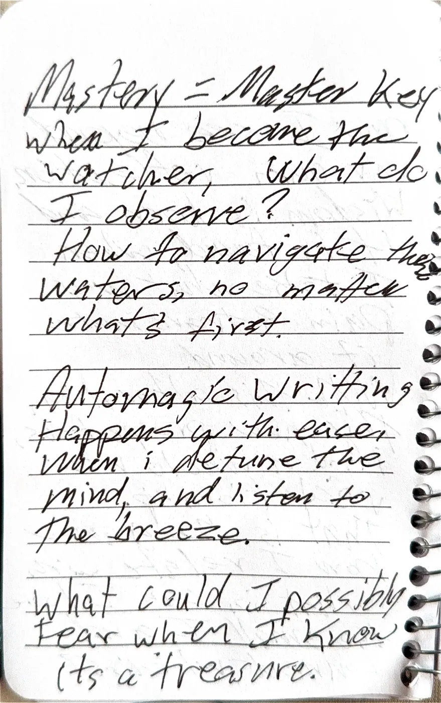 Poem page: mastery is the master key, automagic writing happens with ease when the mind is detuned.