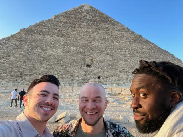 Tyler with two others at the Great Pyramid
